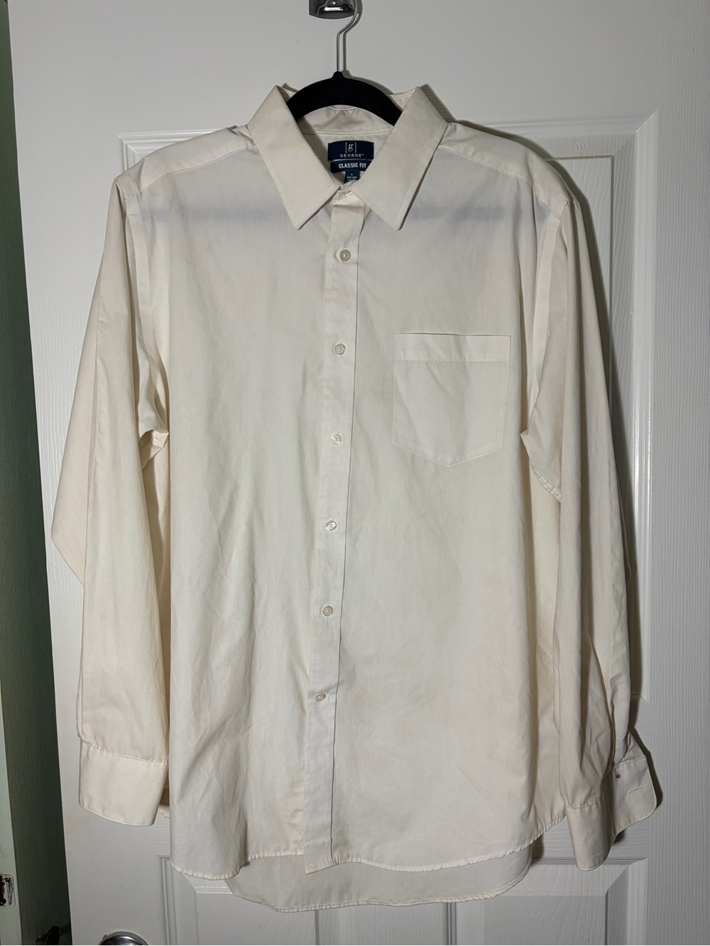 George Men's Cream Button-Up Dress Shirt